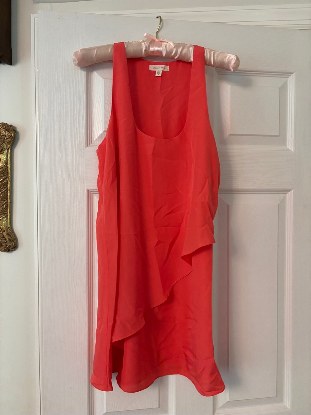silence + noise Coral Red Sleeveless Ruffle Shift Dress